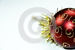 Beautiful Christmas ball for decorating a Christmas tree with a red shade