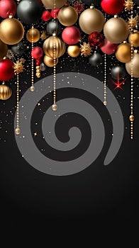 Beautiful Christmas balls banner with text space