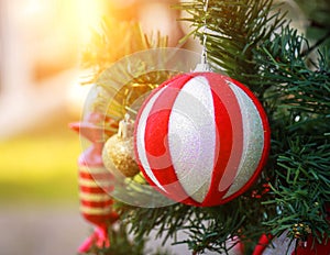 beautiful Christmas balls and decorations gifts new year celebration Cheerfulness, happiness