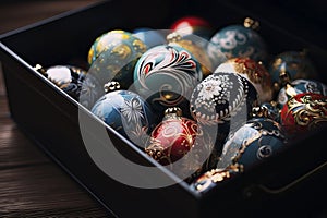 Beautiful Christmas balls. Generative AI