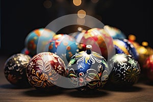 Beautiful Christmas balls. Generative AI