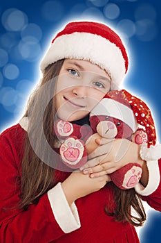 Beautiful Christmas Girl with teddy bear