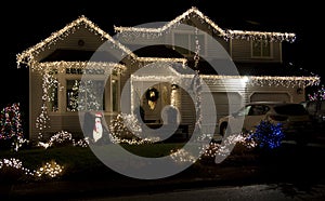 Beautiful christmas lighting house photo