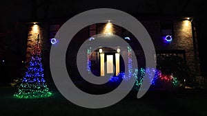 Beautiful Christmas Lights Decorations in front of a house at Connaught Ave. Halifax, Nova Scotia