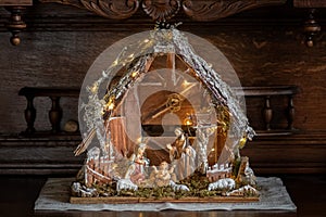 Beautiful Christmas nativity scene with holy family