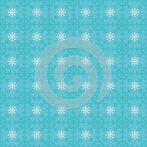 Beautiful Christmas seamless vector snowflake texture on light cyan background. A classical seasonal pattern for wrapping paper,