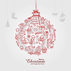 Beautiful christmas set of icons ball holiday card background