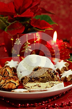 Beautiful Christmas still life with cake