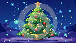 Beautiful christmas tree and bokeh background .glittering. paticle.