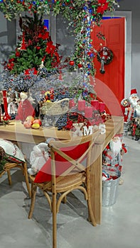 Beautiful Christmas tree decoration and table setting