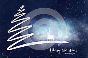 Beautiful christmas tree landscape card celebration holiday background