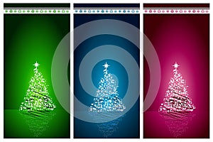 Beautiful Christmas tree set vector background