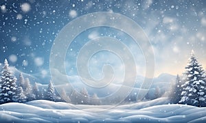 Beautiful Christmas Winter Landscape Background Digital Template Design - ai generated