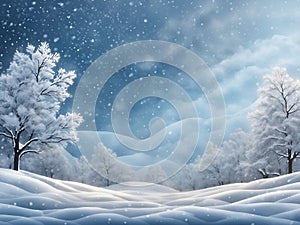 Beautiful Christmas Winter Landscape Background Digital Template Design - ai generated