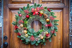Christmas wreath on the door photo