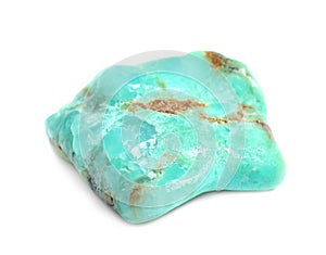 Beautiful chrysoprase gemstone on white