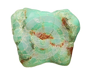 Beautiful chrysoprase isolated on white. Natural gemstone