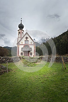 Beautiful Church of St John of Nepomuk Chiesetta di San Giovanni in Ranui, Val di Funes