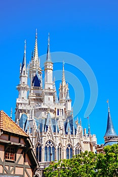 Beautiful Cinderella Castle in Tokyo Disneyland, Tokyo, Japan