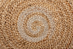 Beautiful circle pattern on handmade woven raffia basket