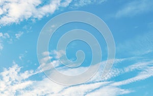 Beautiful cirrus clouds on the sky. Abstract nature background. Toned