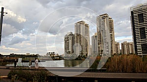 Beautiful cities of Israel. Petah Tikva. Lake for the rest of the townspeople. photo