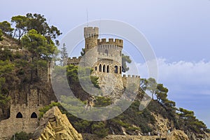 Beautiful city beach under the castle on the coast of Lloret de Mar