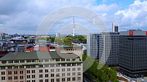 The beautiful city center of Hamburg with Alster River lake - HAMBURG, GERMANY - MAY 10, 2021