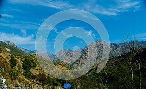 Beautiful city and himalayan mountain range view from mountain of vaishnodevi, patnitop and Nathatop Jammu