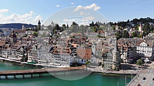 Beautiful city of Lucerne in Switzerland from above