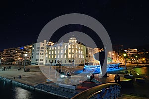 The beautiful city of Volos decorated. Volos at night, Greece