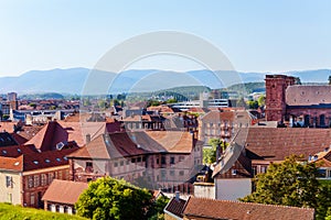 Beautiful cityscape of Belfort against blue sky