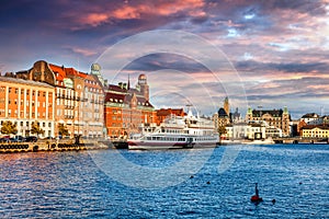 Beautiful cityscape, Malmo Sweden, canal photo