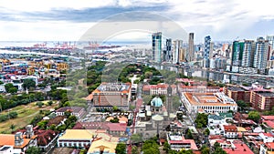 Beautiful cityscape of Manila, Philippines taken by drone