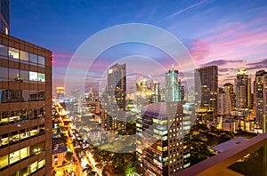 Beautiful cityscape night view of Bangkok