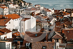 Beautiful cityscape of Piran, Slovenia, Europe. Traveling concept background. Magnificent Mediterranean landscape.