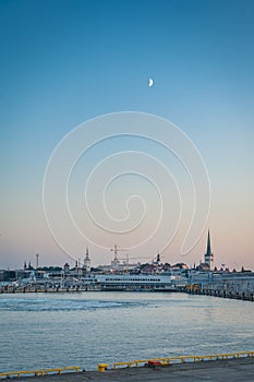 Beautiful cityscape of Tallinn, Estonia photographed from the new modern cruise terminal.