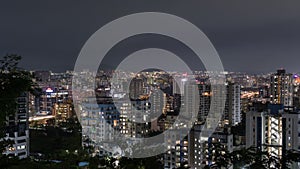 Beautiful Cityscape View at Night and Time lapse of Busy Traffic on National Highway, Maharashtra, India