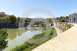 Beautiful Cityscapes of The Tiber (Fiume Tevere) in Rome, Italy.