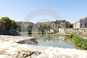 Beautiful Cityscapes of The Tiber (Fiume Tevere) in Rome, Italy.