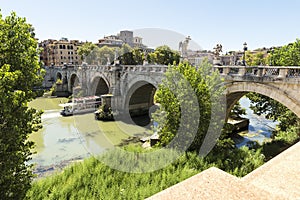 Beautiful Cityscapes of The Tiber (Fiume Tevere) in Rome, Italy.