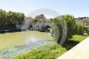 Beautiful Cityscapes of The Tiber (Fiume Tevere) in Rome, Italy.