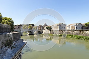 Beautiful Cityscapes of The Tiber (Fiume Tevere) in Rome, Italy.