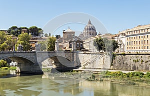 Beautiful Cityscapes of The Tiber (Fiume Tevere) in Rome, Italy.