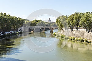 Beautiful Cityscapes of The Tiber (Fiume Tevere) in Rome, Italy.