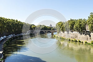 Beautiful Cityscapes of The Tiber (Fiume Tevere) in Rome, Italy.