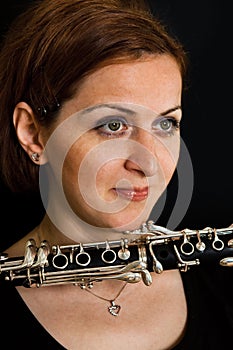 Beautiful clarinetist women