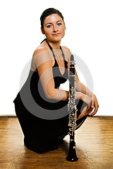 Beautiful clarinetist women