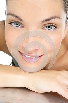 Beautiful clean cosmetics woman close up portrait