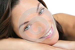 Beautiful clean cosmetics woman close up portrait